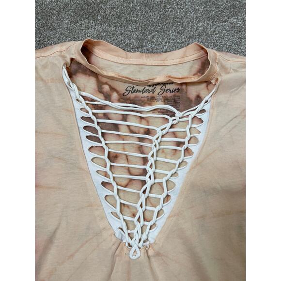 Affliction Standard Series Women's Distress Western Pepper Wash Web T-shirt M - Picture 7 of 12